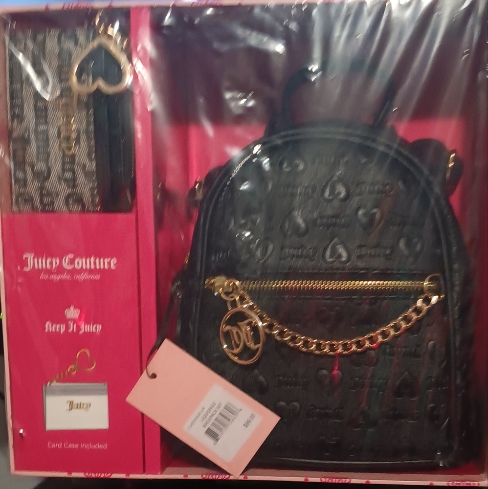 Juicy Couture Black Backpack and Wallet Set